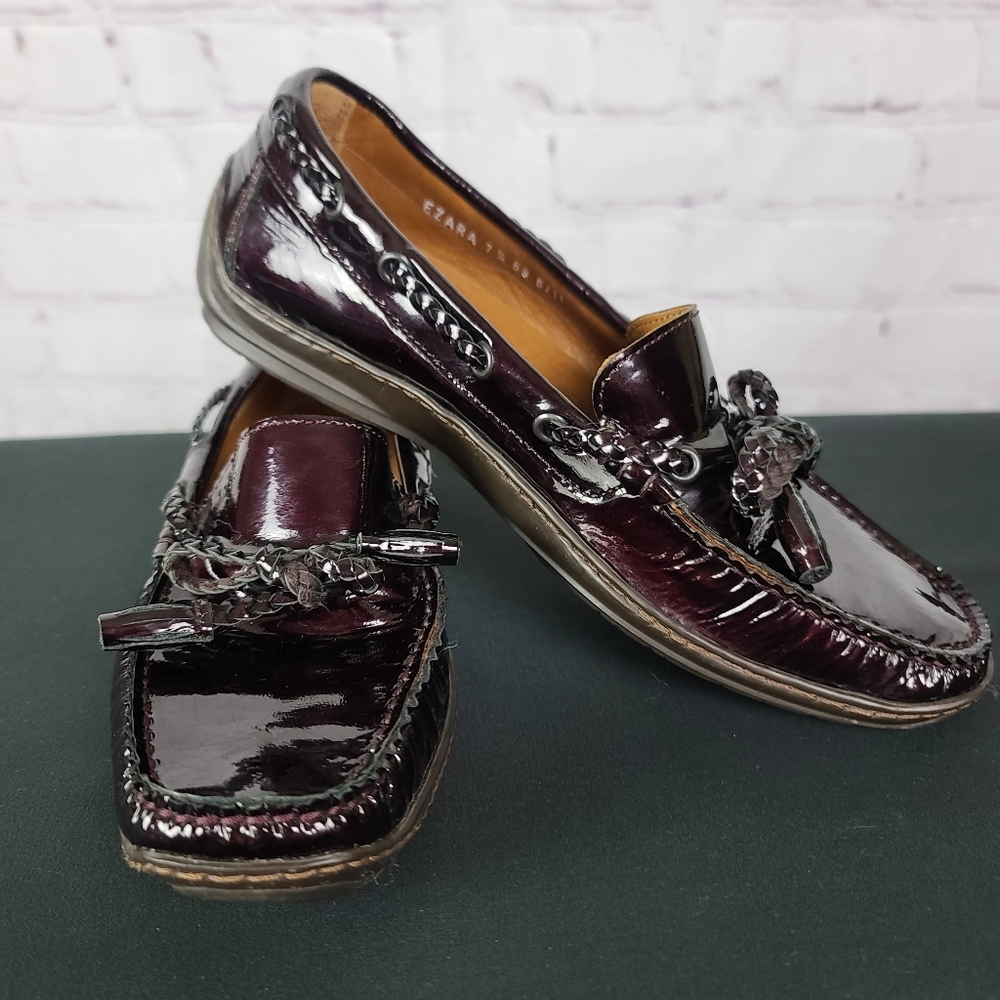 Donald J Pliner Italian Patent Leather Loafers. Wine. Sz Women's 7 1/2
